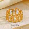 Stainless Steel Heart Geometric Oval Opening Adjustable Ring With Electroplating For Women