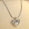 Stainless Steel Heart Geometric Pattern Electroplated Pendant Necklace For Women
