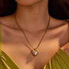 Stainless Steel Heart Geometric Pattern Electroplated Pendant Necklace For Women