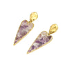 Stainless Steel Heart Geometric Pendant Earrings With Natural Stone Electroplated For Women
