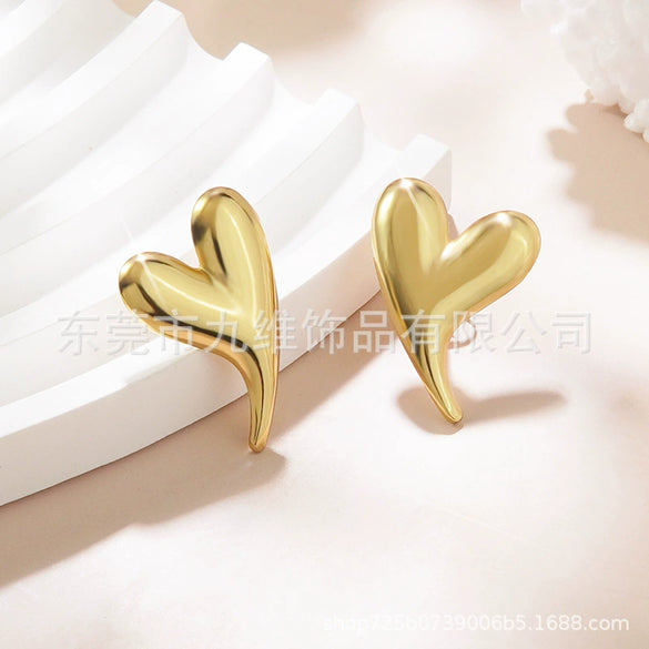 Stainless Steel Heart Geometric Stamping Women's Love Earrings