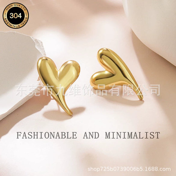 Stainless Steel Heart Geometric Stamping Women's Love Earrings