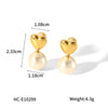 Stainless Steel Heart Geometric Stud Earrings For Women Electroplated
