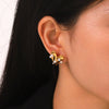 Stainless Steel Heart Geometric Stud Earrings For Women Electroplated