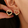 Stainless Steel Heart Geometric Zircon Handinlaid Electroplated Earrings For Women