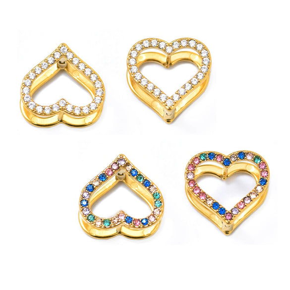 Stainless Steel Heart Geometric Zircon Handinlaid Electroplated Earrings For Women