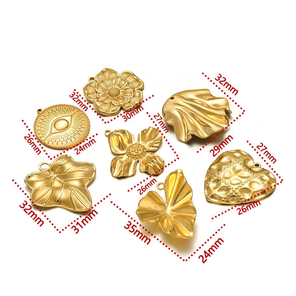 Stainless Steel Heart Leaf Flower Pendant Jewelry For Women With Electroplating Treatment