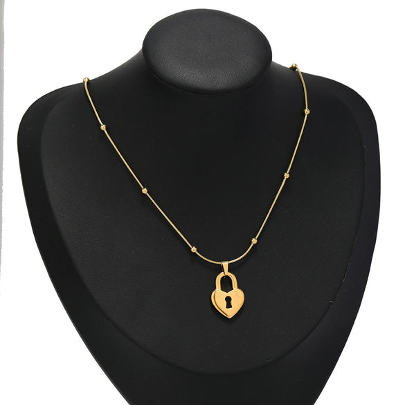Stainless Steel Heart Lock Hollow Pendant Plated Jewelry Diy Necklace Bracelet Accessory