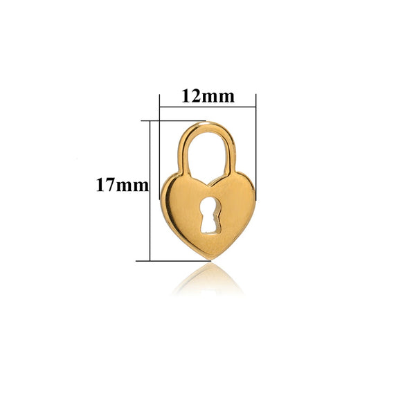 Stainless Steel Heart Lock Hollow Pendant Plated Jewelry Diy Necklace Bracelet Accessory