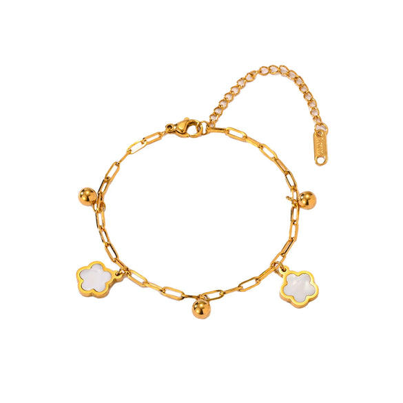 Stainless Steel Heart Pattern Hollow Women's Light Luxury Five Leaf Clover Foot Ring And Foot Chain