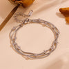 Stainless Steel Heart Pattern Three Color Three Layer Steel Ball Anklet For Women