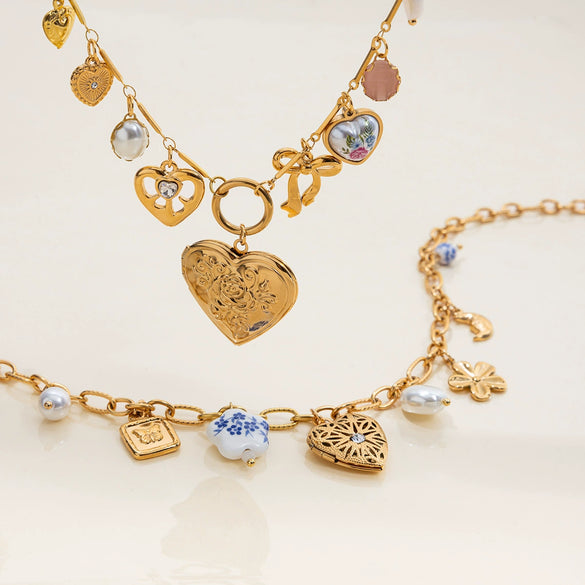Stainless Steel Heart Pendant Clavicle Chain Women's Necklace With Electroplating Process