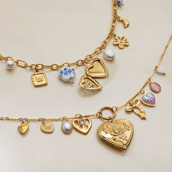 Stainless Steel Heart Pendant Clavicle Chain Women's Necklace With Electroplating Process