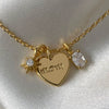 Stainless Steel Heart Pendant Necklace Double Sided Heart Retro Style Furnace Vacuum Plating Jewelry For Women