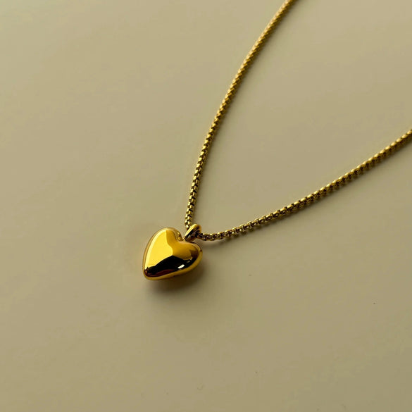 Stainless Steel Heart Pendant Necklace Double Sided Heart Retro Style Furnace Vacuum Plating Jewelry For Women
