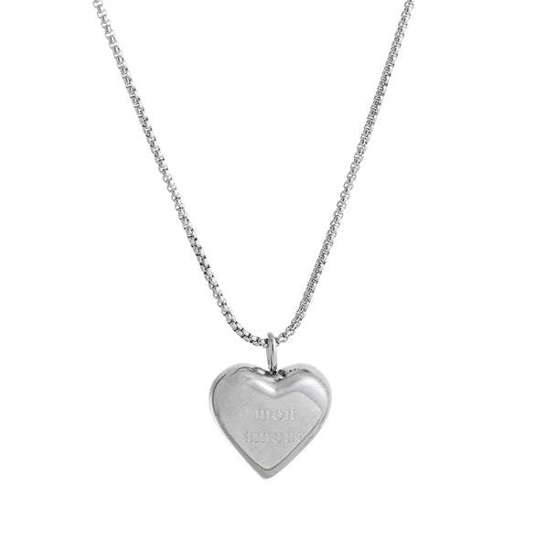 Stainless Steel Heart Pendant Necklace Double Sided Heart Retro Style Furnace Vacuum Plating Jewelry For Women