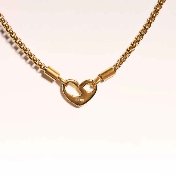 Stainless Steel Heart Pendant Necklace Double Sided Heart Retro Style Furnace Vacuum Plating Jewelry For Women