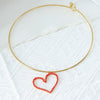 Stainless Steel Heart Pendant Necklace With Colorful Diamond Electroplating Fashion Style