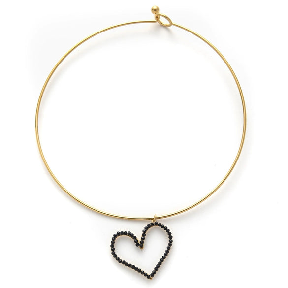 Stainless Steel Heart Pendant Necklace With Colorful Diamond Electroplating Fashion Style