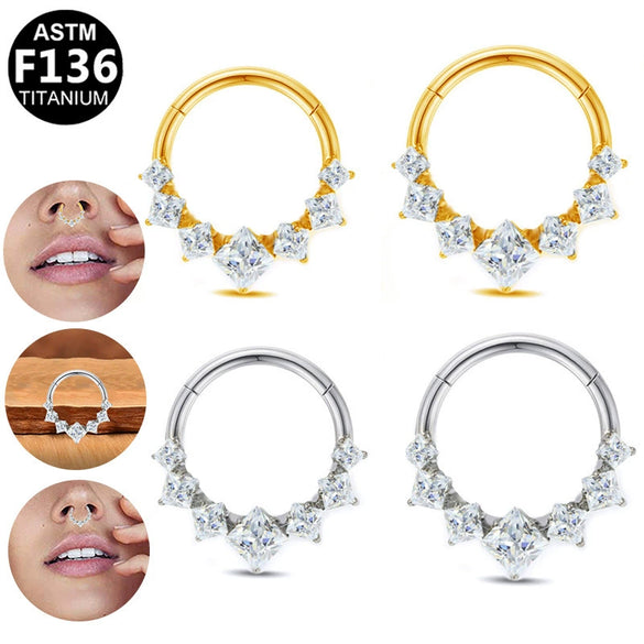 Stainless Steel Heart Shape Diamond Inlaid Nose Ring And Ear Ring For Body Piercing Minimalist Style Unisex Jewelry