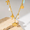 Stainless Steel Heart Shape Dolphin Pendant O Chain Necklace With Goldplated Electroplating For Women