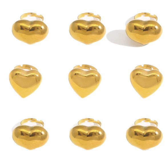 Stainless Steel Heart Shape Electroplated Fashion Exaggerated Irregular Opening Adjustable Women's Ring Jewelry