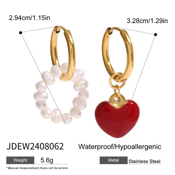 Stainless Steel Heart Shape Electroplated Love Pendant Earrings For Women