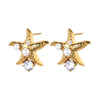 Stainless Steel Heart Shape Electroplated Women's Earrings With Imitation Pearl And Zircon Starfish Shell Design