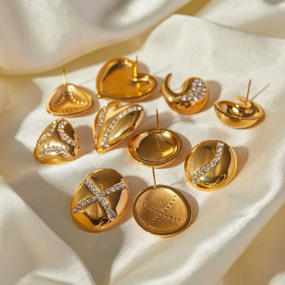Stainless Steel Heart Shape Electroplated Women's Earrings