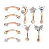 Stainless Steel Heart Shape Electroplating Piercing Jewelry Eyebrow Nail Ear Bone Nail Lip Nail