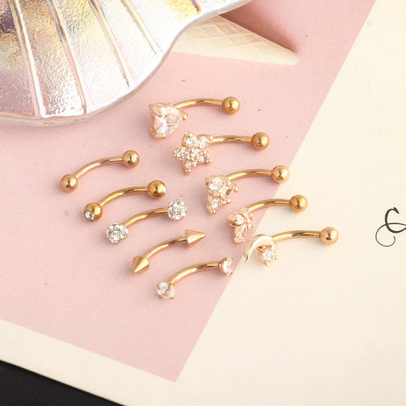 Stainless Steel Heart Shape Electroplating Piercing Jewelry Eyebrow Nail Ear Bone Nail Lip Nail