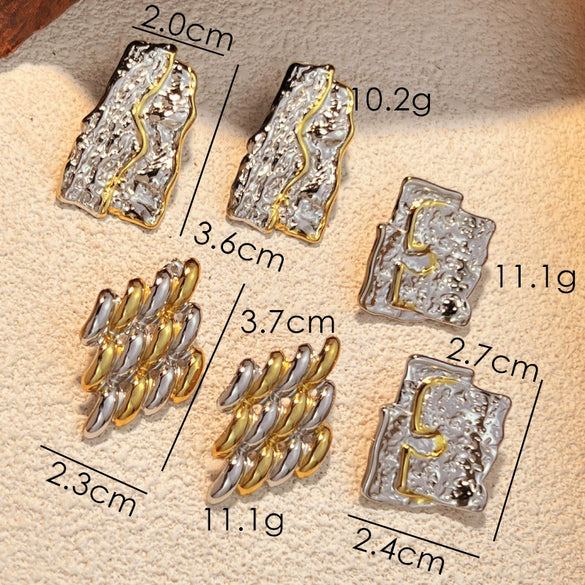 Stainless Steel Heart Shape Geometric Style Electroplated Earrings For Women