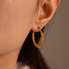 Stainless Steel Heart Shape Geometric Women's Earrings Plated With 18K True Gold