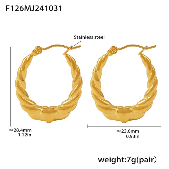 Stainless Steel Heart Shape Geometric Women's Earrings Plated With 18K True Gold