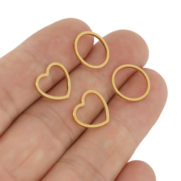 Stainless Steel Heart Shape Jewelry Connection Accessories For Diy Necklace Bracelet Earrings With Electroplating Treatment