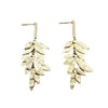 Stainless Steel Heart Shape Leaf Tassel Drop Earrings Electroplated For Women