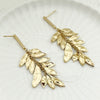 Stainless Steel Heart Shape Leaf Tassel Drop Earrings Electroplated For Women