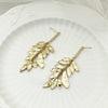 Stainless Steel Heart Shape Leaf Tassel Drop Earrings Electroplated For Women