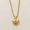 Stainless Steel Heart Shape Love Zirconium Necklace Vacuum Plated 18K Gold