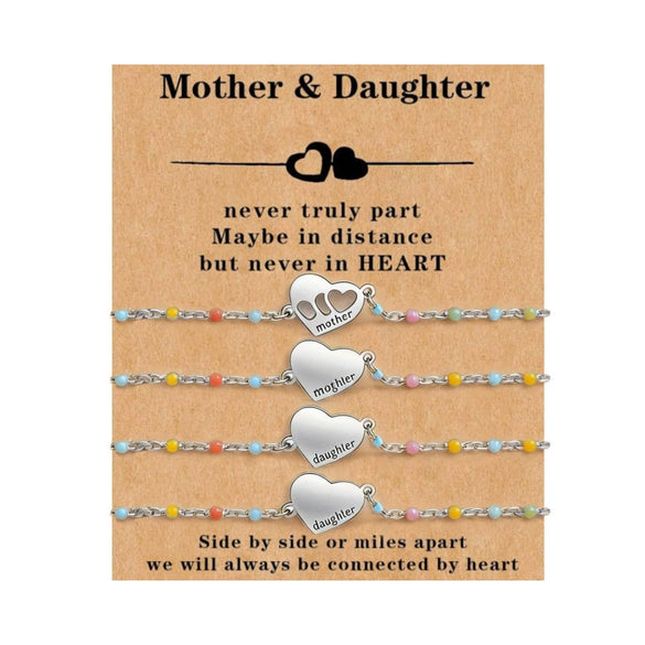 Stainless Steel Heart Shape Mom Daughter Bracelet For Women Sweet Versatile Electroplated Charm Bracelet