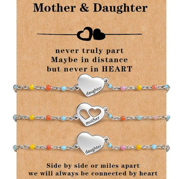 Stainless Steel Heart Shape Mom Daughter Bracelet For Women Sweet Versatile Electroplated Charm Bracelet