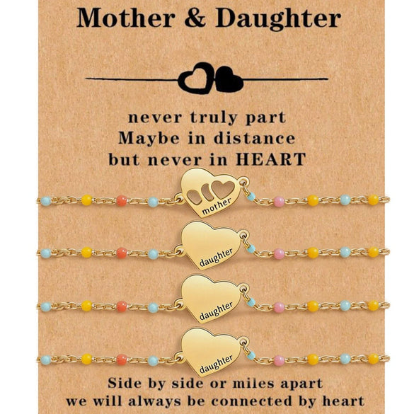 Stainless Steel Heart Shape Mom Daughter Bracelet For Women Sweet Versatile Electroplated Charm Bracelet