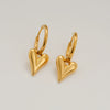 Stainless Steel Heart Shape Pendant And Earrings Minimalist Style Goldplated Electroplating