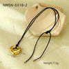 Stainless Steel Heart Shape Pendant Necklace With Black Wax Rope And Electroplating For Women