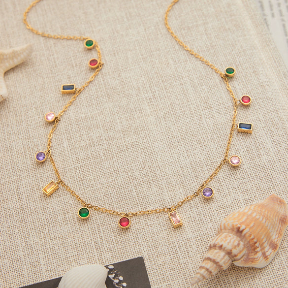 Stainless Steel Heart Shape Pendant Necklace With Electroplating Design