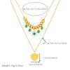Stainless Steel Heart Shape Pendant Necklace With Electroplating Personality Style Double Stacked O Word Chain