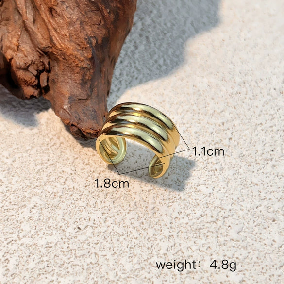 Stainless Steel Heart Shape Ring Electroplated 18K Gold Minimalist Geometric Jewelry