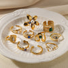 Stainless Steel Heart Shape Ring Electroplating Design Love Does Not Fade Zircon Women's
