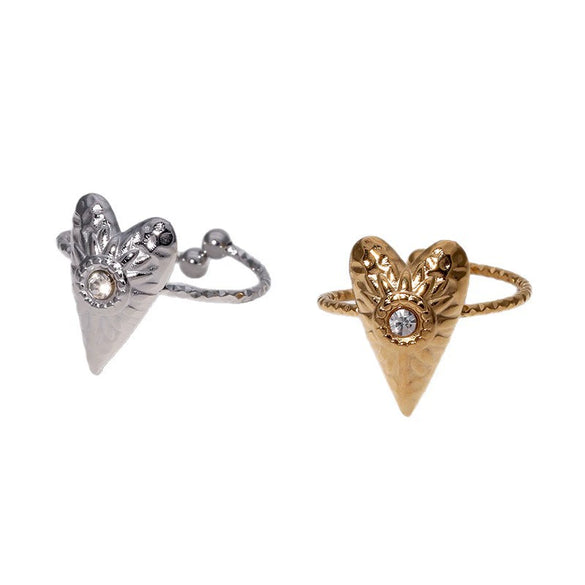 Stainless Steel Heart Shape Ring For Women Simple Style Electroplated