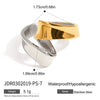 Stainless Steel Heart Shape Ring With Gold And Silver Color Matching Electroplating For Women